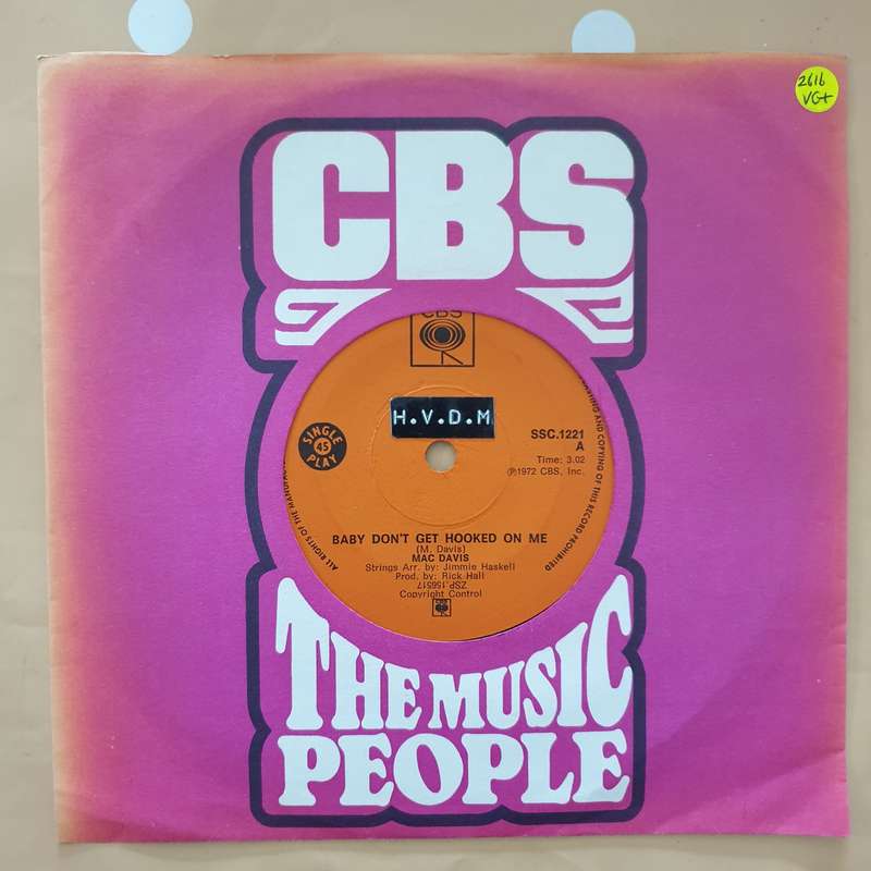 Mac Davis  Baby Don't Get Hooked On Me / Poem For My Little Lady - Vinyl 7" Record - Very-G...