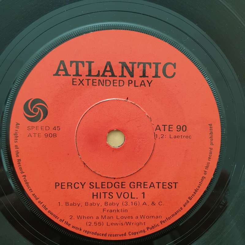 Percy Sledge  Greatest Hits - Vol 1 - Extended Play - Vinyl 7" Record - Good+ Quality (G+)