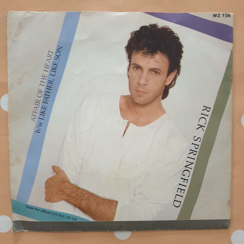 Rick Springfield  Affair of the Heart - Vinyl 7" Record - Very-Good+ Quality (VG+)
