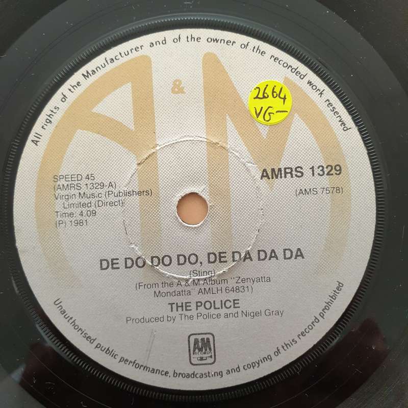 The Police  De Do Do Do, De Da Da Da - Vinyl 7" Record - Very-Good- Quality (VG-)