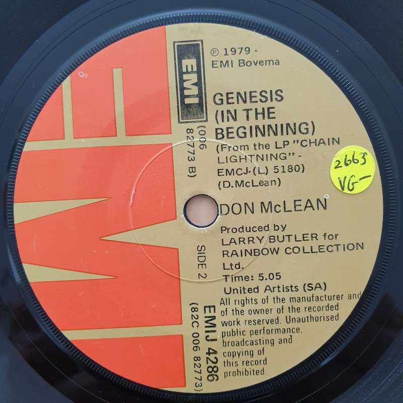Don McLean  Crying - Vinyl 7" Record - Very-Good- Quality (VG-)