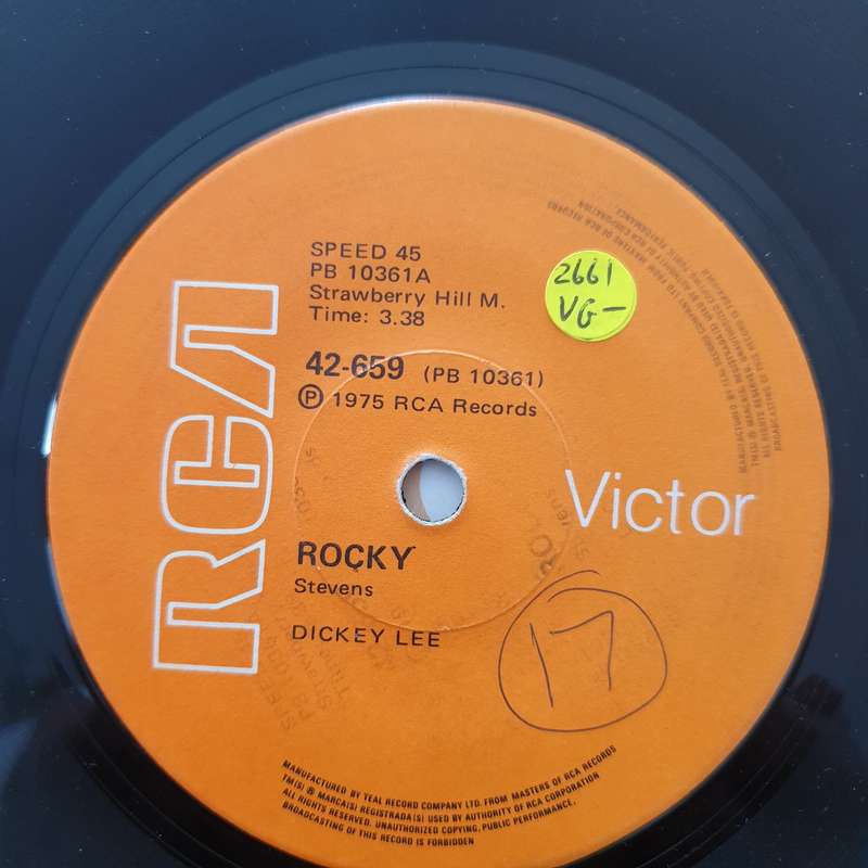 Dickey Lee  Rocky - Vinyl 7" Record - Very-Good- Quality (VG-)
