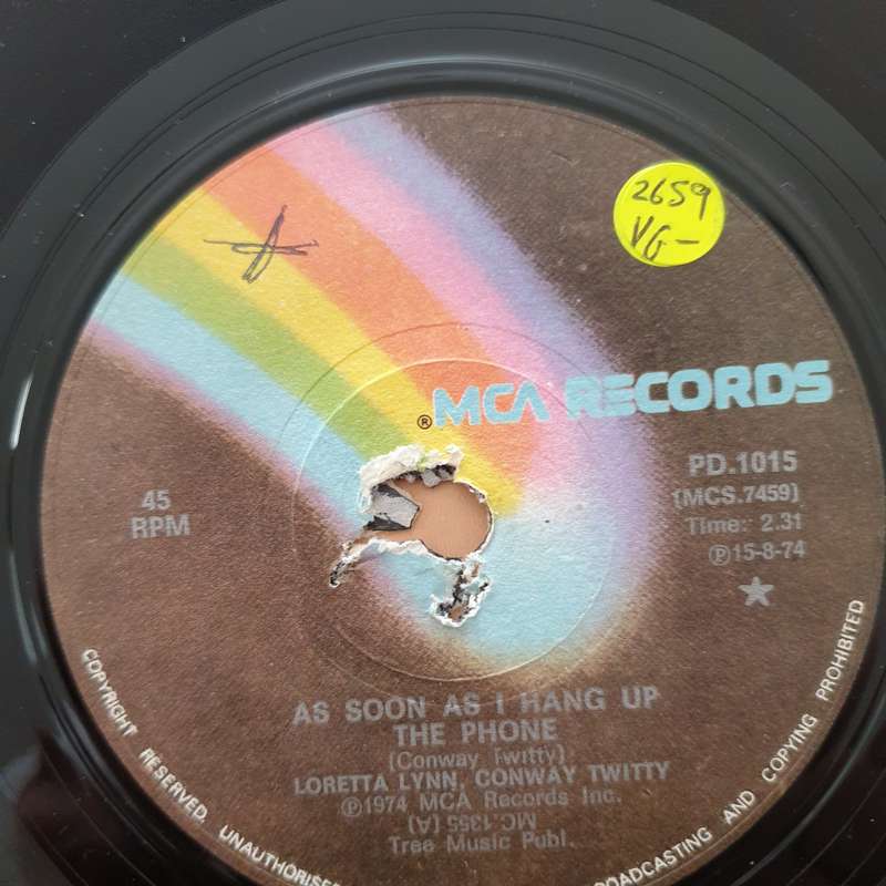 Loretta Lynn / Conway Twitty  As Soon As I Hang Up The Phone - Vinyl 7" Record - Very-Good-...