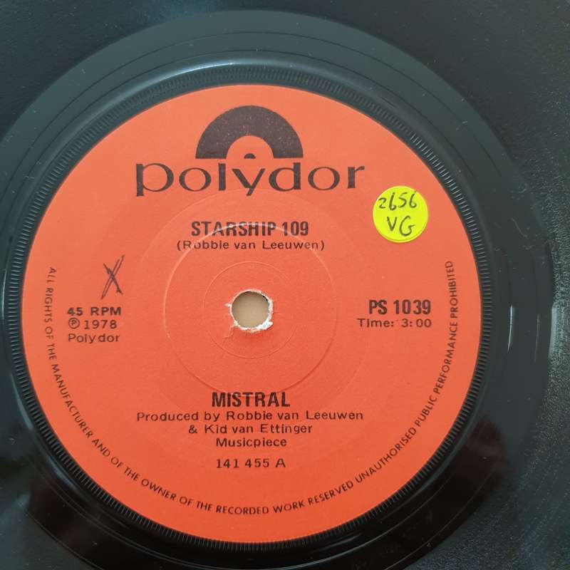 Mistral  Starship 109 - Vinyl 7" Record - Very-Good Quality (VG)