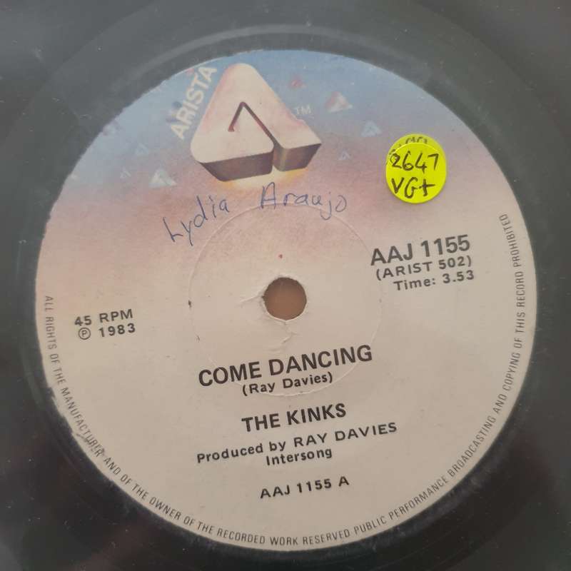 The Kinks  Come Dancing - Vinyl 7" Record - Very-Good+ Quality (VG+)