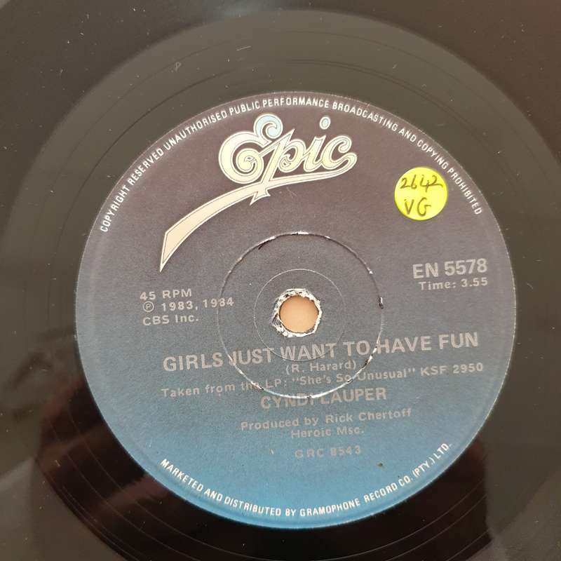 Cyndi Lauper  Girls Just Want To Have Fun - Vinyl 7" Record - Very-Good Quality (VG)
