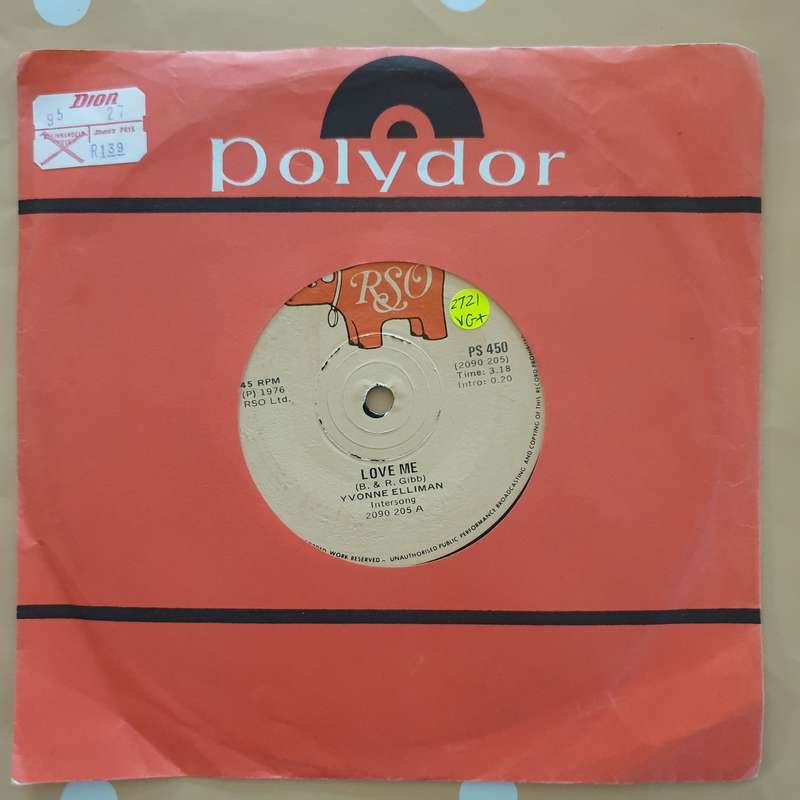 Yvonne Elliman  Love Me - Vinyl 7" Record - Very-Good+ Quality (VG+)