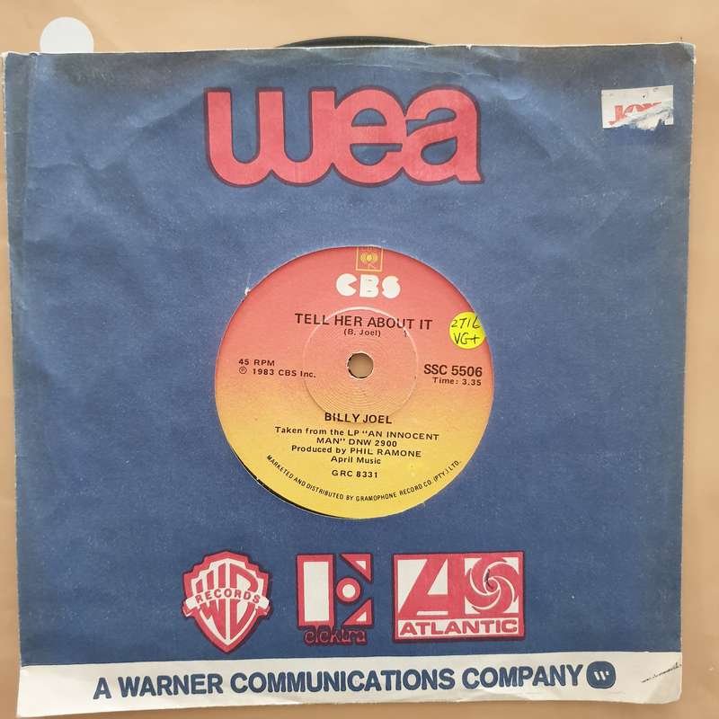 Billy Joel  Tell Her About It - Vinyl 7" Record - Very-Good+ Quality (VG+)