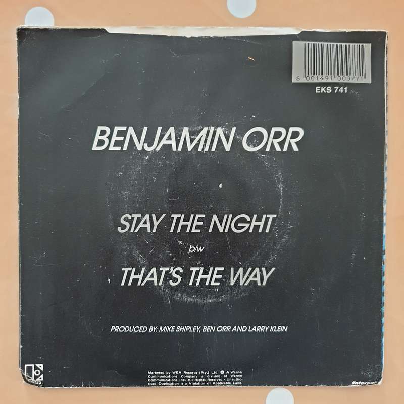 Benjamin Orr - Stay the Night - Vinyl 7" Record - Very-Good+ Quality (VG+)