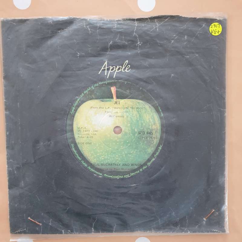 Paul McCartney & Wings  Jet - Vinyl 7" Record - Very-Good+ Quality (VG+)
