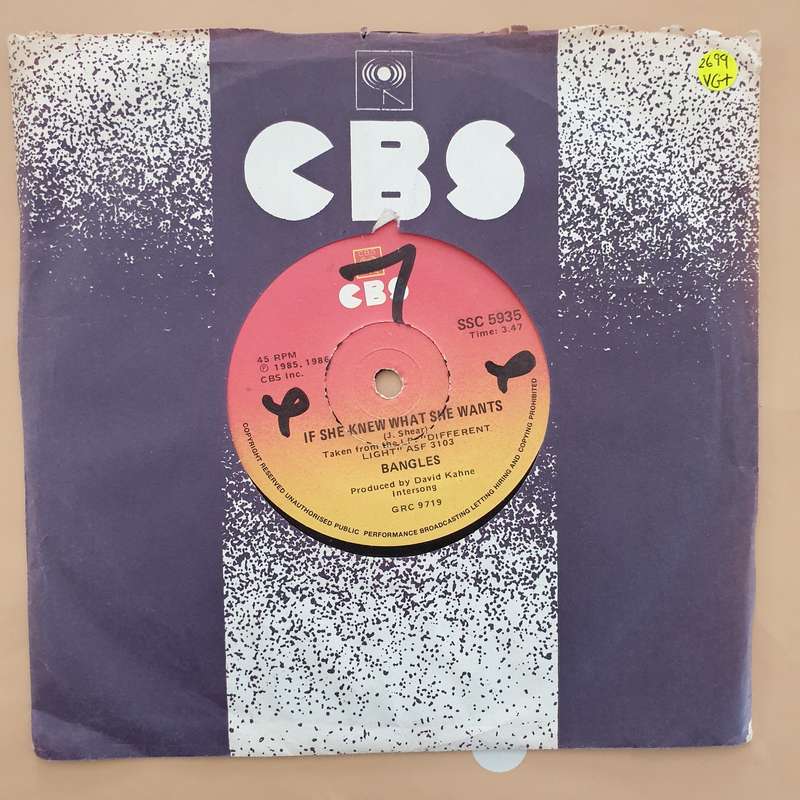 Bangles  If She Knew What She Wants - Vinyl 7" Record - Very-Good+ Quality (VG+)