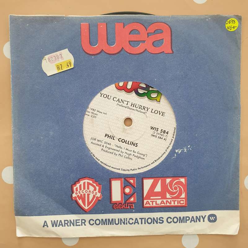Phil Collins  You Can't Hurry Love - Vinyl 7" Record - Very-Good+ Quality (VG+)