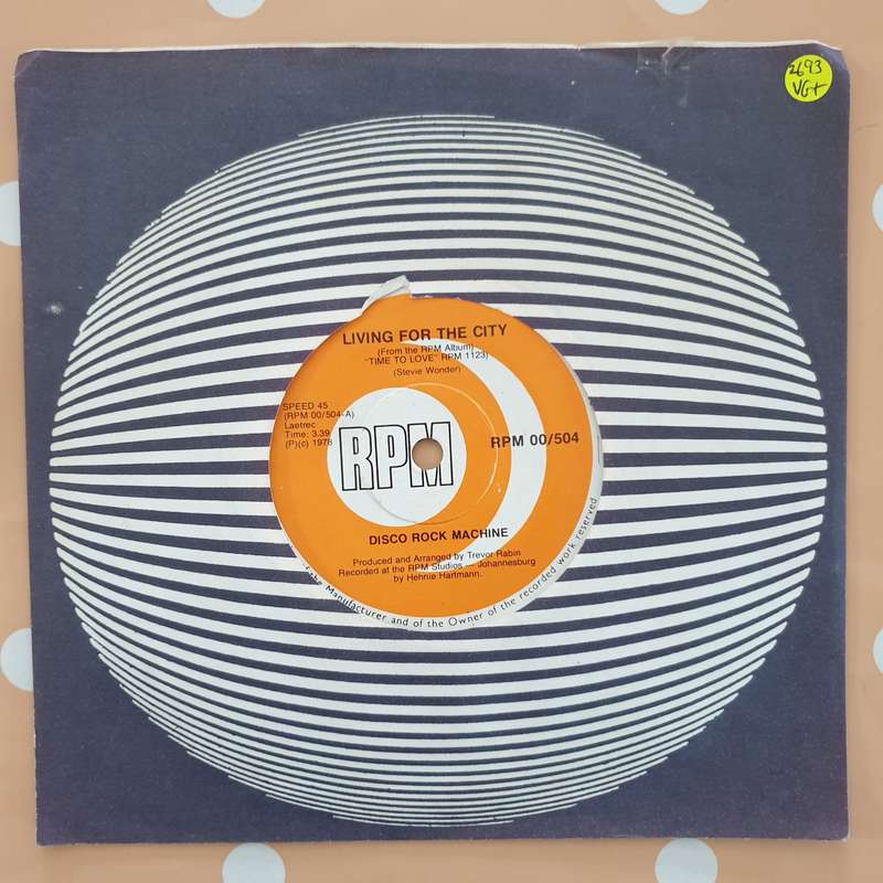 Disco Rock Machine - Living for the City - Vinyl 7" Record - Very-Good+ Quality (VG+)