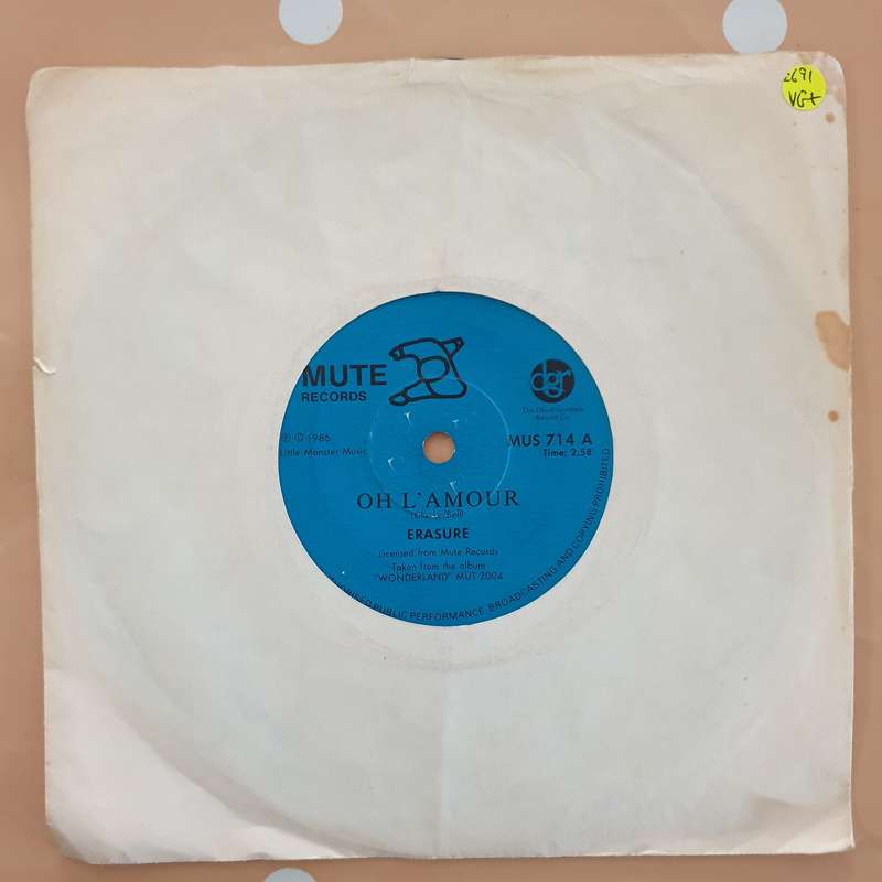 Erasure  Oh L'Amour - Vinyl 7" Record - Very-Good+ Quality (VG+)