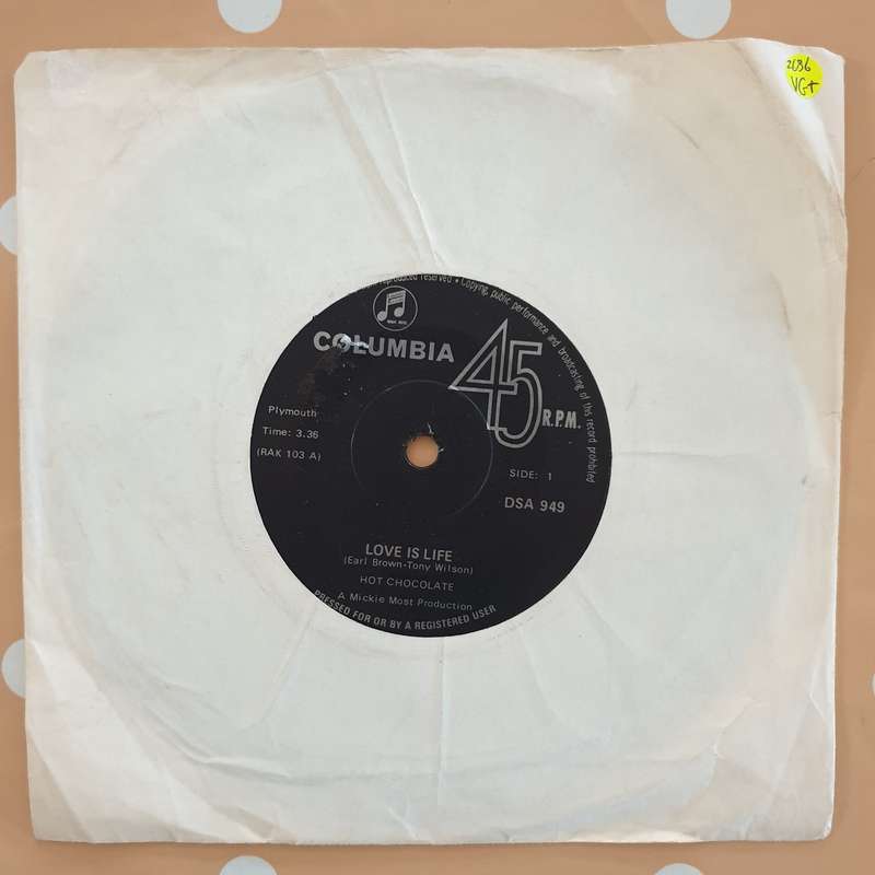 Hot Chocolate  Love Is Life - Vinyl 7" Record - Very-Good+ Quality (VG+)