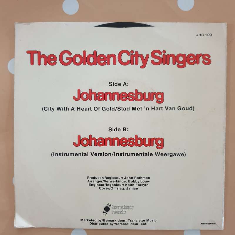 The Golden City Singers - Johannesburg - Vinyl 7" Record - Very-Good+ Quality (VG+)