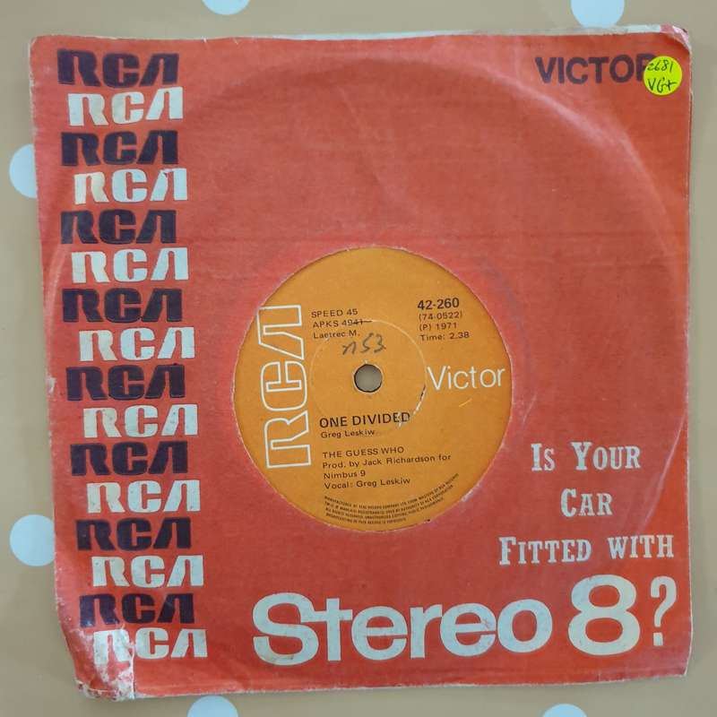 The Guess Who  Rain Dance / One Divided - Vinyl 7" Record - Very-Good+ Quality (VG+)