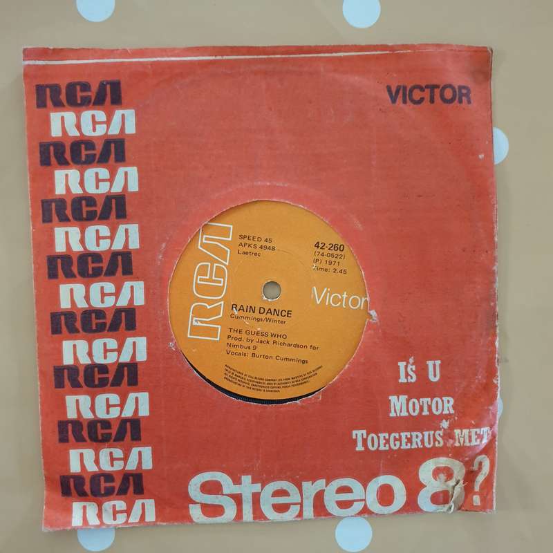 The Guess Who  Rain Dance / One Divided - Vinyl 7" Record - Very-Good+ Quality (VG+)