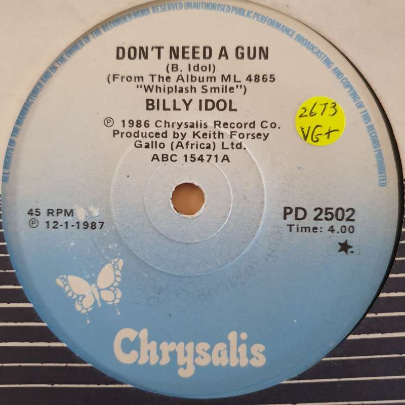 Billy Idol  Don't Need A Gun - Vinyl 7" Record - Very-Good+ Quality (VG+)