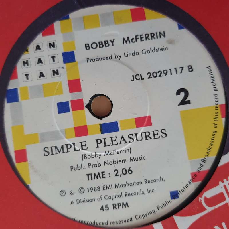 Bobby McFerrin  Don't Worry - Be Happy!/Simple Pleasures - Vinyl 7" Record - Very-Good+ Qua...