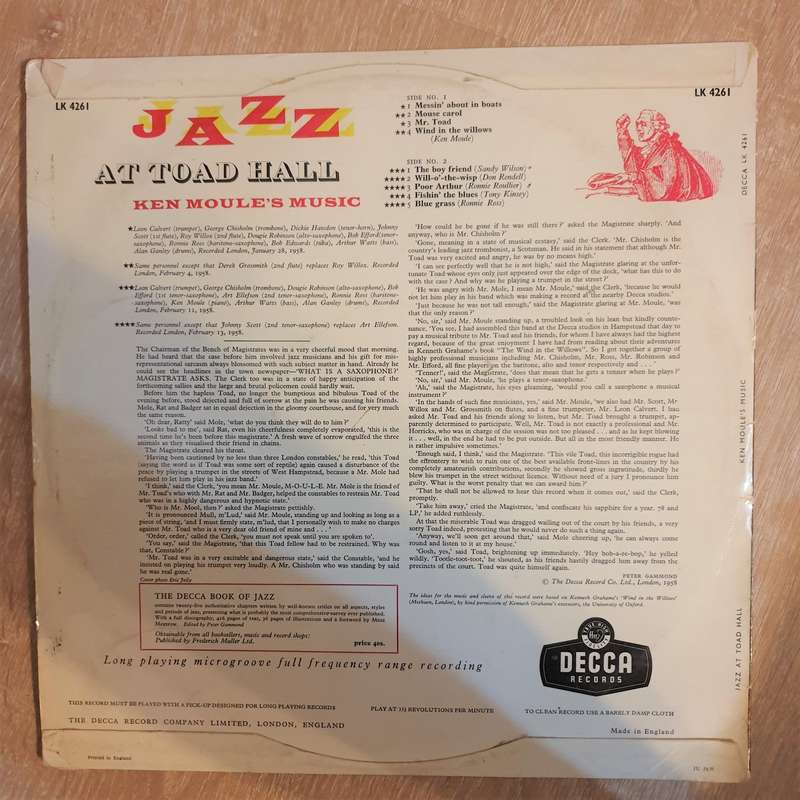 Ken Moule's Music  Jazz At Toad Hall - Vinyl LP Record - Very-Good+ Quality (VG+)