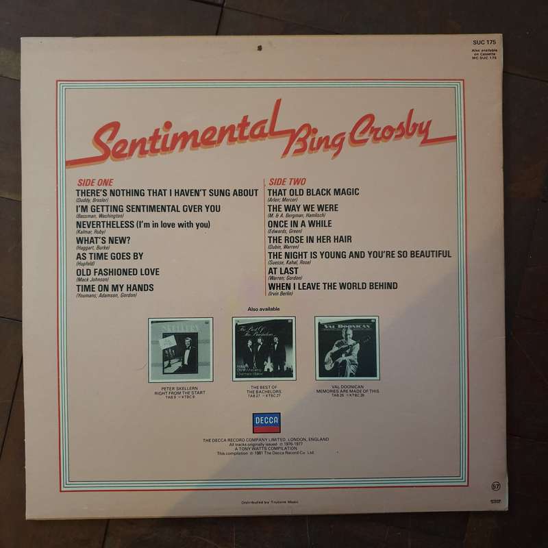 Bing Crosby  Sentimental - Vinyl LP Record - Very-Good+ Quality (VG+)