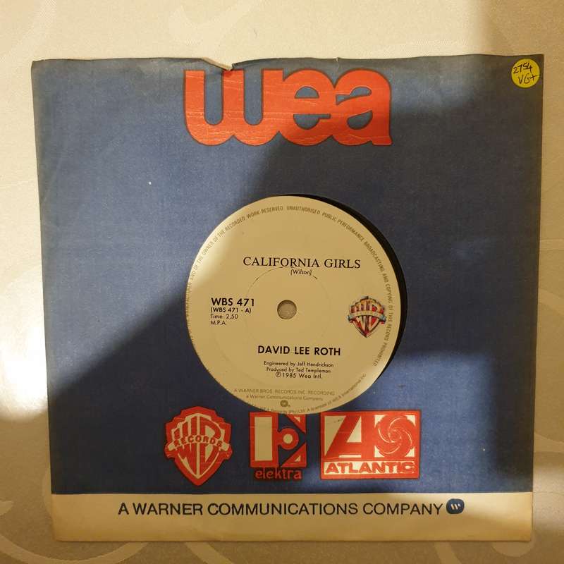 David Lee Roth  California Girls - Vinyl 7" Record - Very-Good+ Quality (VG+)