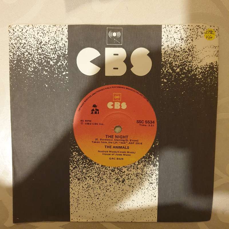 The Animals  The Night - Vinyl 7" Record - Very-Good+ Quality (VG+)