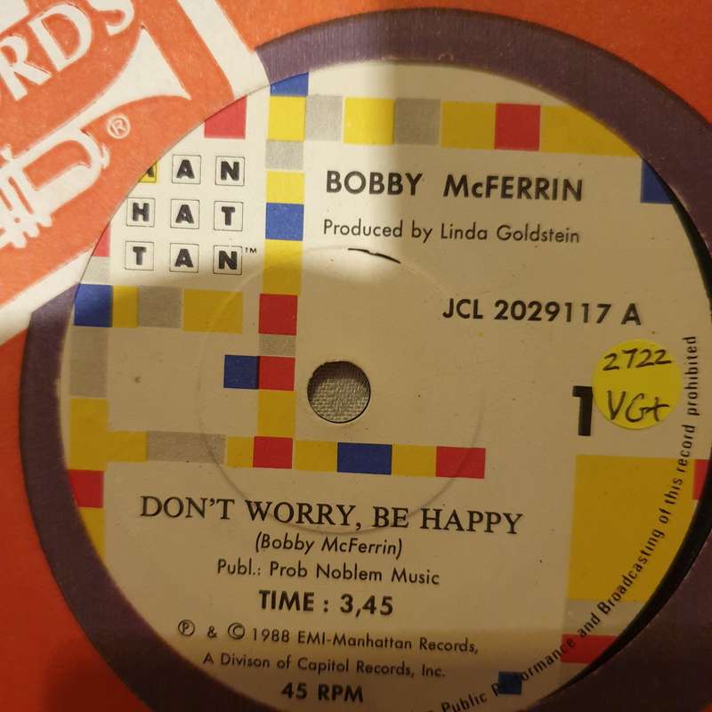 Bobby McFerrin  Don't Worry - Be Happy!/Simple Pleasures - Vinyl 7" Record - Very-Good+ Qua...