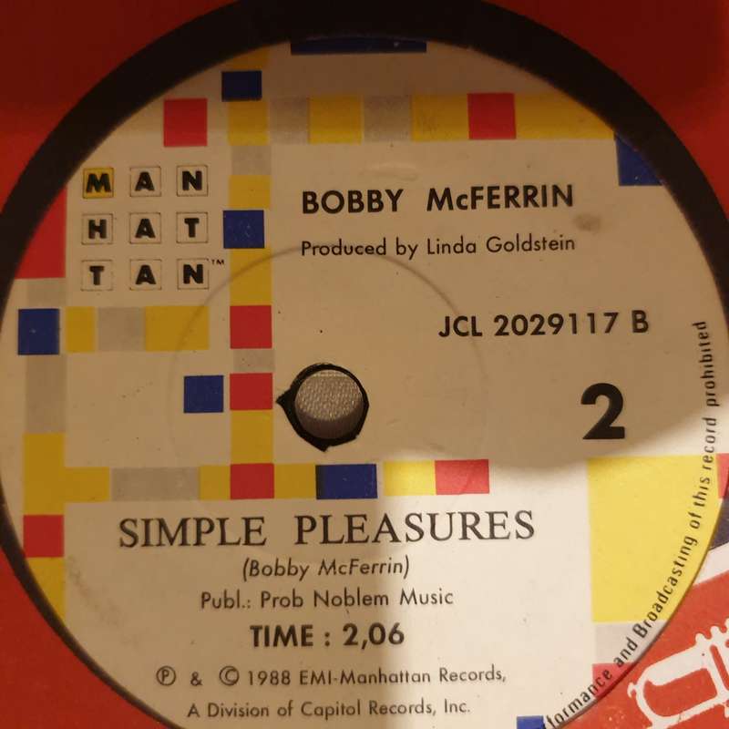 Bobby McFerrin  Don't Worry - Be Happy!/Simple Pleasures - Vinyl 7" Record - Very-Good+ Qua...