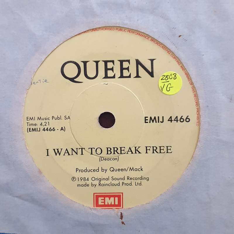 Queen  I Want To Break Free - Vinyl 7" Record - Very-Good- Quality (VG-)