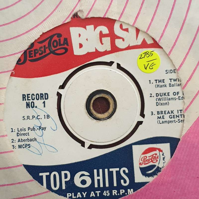 Pepsi-Cola Presents The Big Six - Top 6 Hits Record, No. 1 - Vinyl 7" Record - Very-Good- Quality...