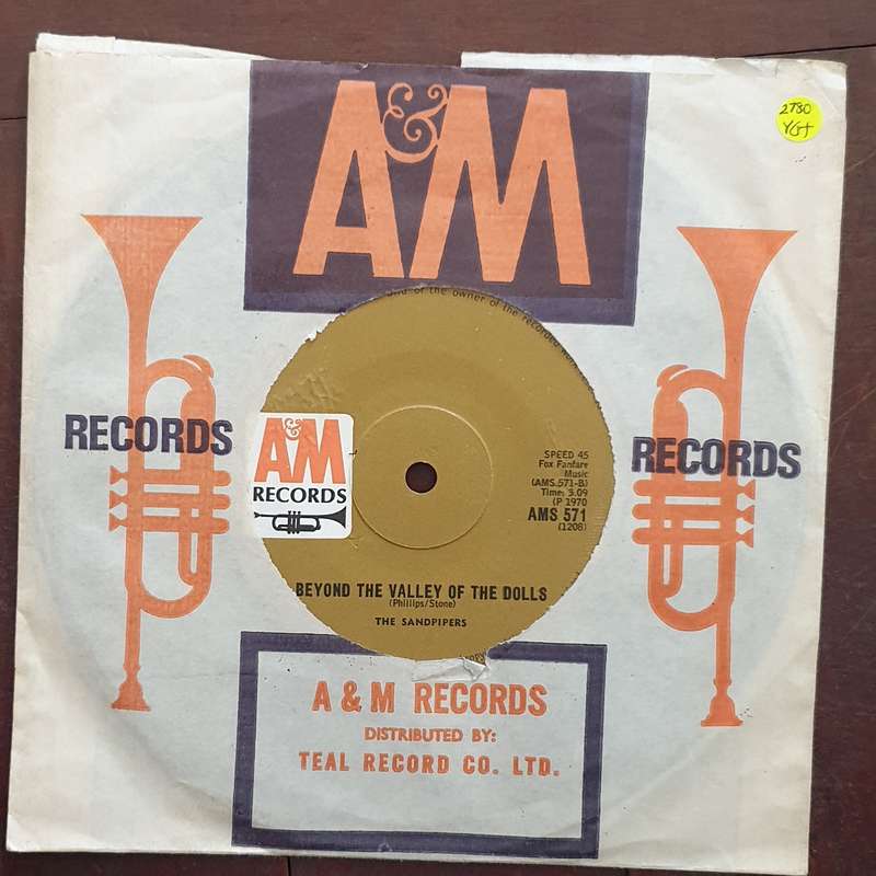 The Sandpipers - Beyond the Valley of the Dolls - Vinyl 7" Record - Very-Good+ Quality (VG+)