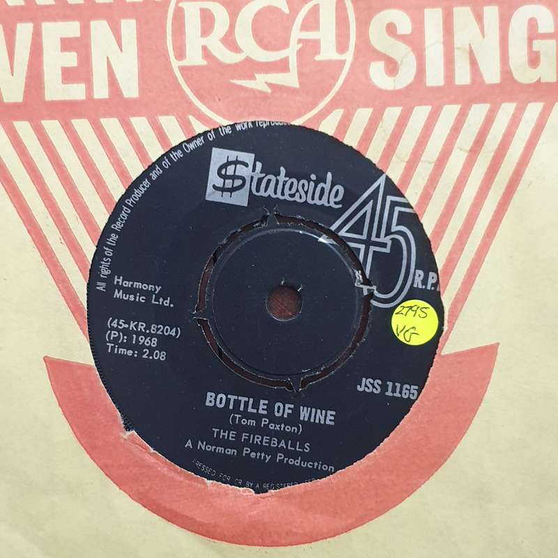 The Fireballs  Bottle Of Wine - Vinyl 7" Record - Very-Good Quality (VG)