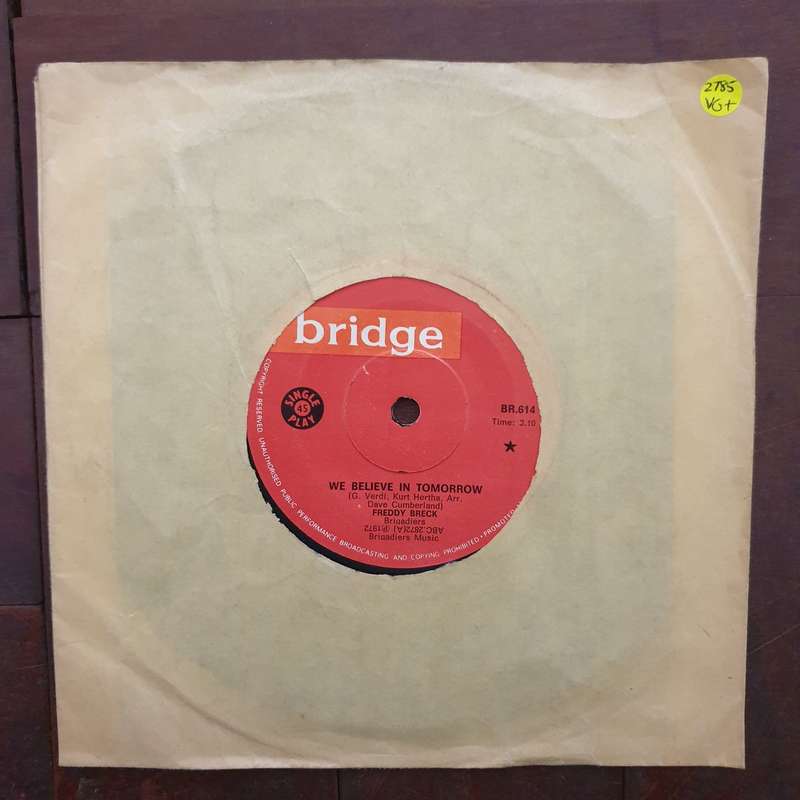 Freddy Breck  We Believe In Tomorrow - Vinyl 7" Record - Very-Good+ Quality (VG+)