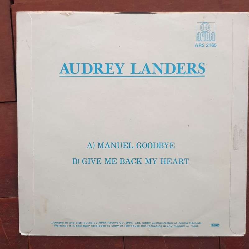 Audrey Landers - Manuel Goodbye - Vinyl 7" Record - Very-Good+ Quality (VG+)