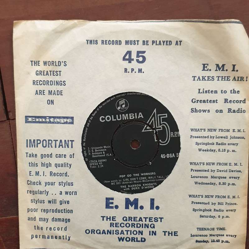 The Barron Knights With Duke D'Mond  Pop Go The Workers - Vinyl 7" Record - Very-Good+ Qual...