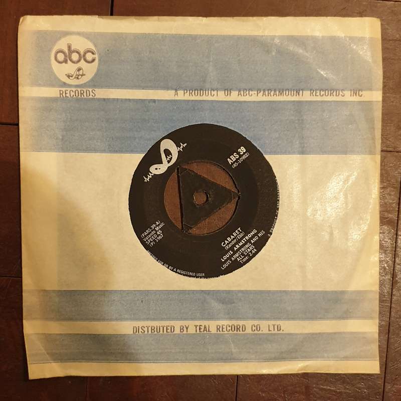 Louis Armstrong  Cabaret / What A Wonderful World - Vinyl 7" Record - Very-Good+ Quality (VG+)