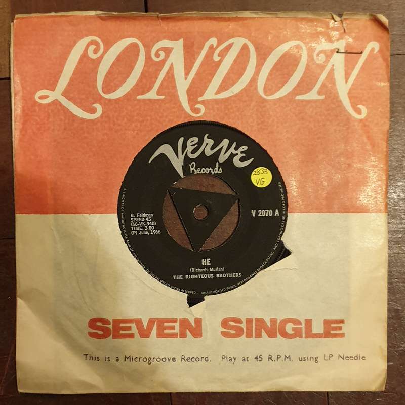 The Righteous Brothers  He - Vinyl 7" Record - Very-Good Quality (VG)
