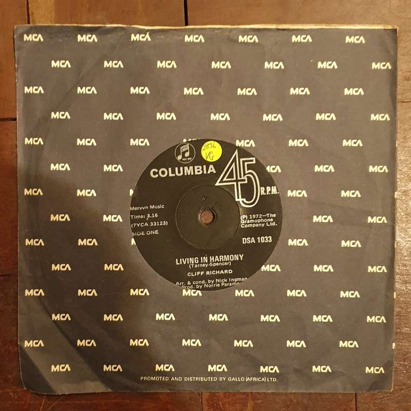 Cliff Richard  Living In Harmony - Vinyl 7" Record - Very-Good Quality (VG)