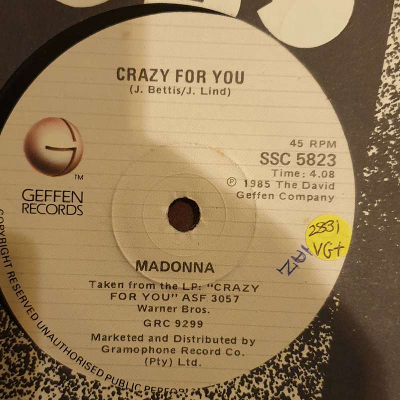 Madonna / Sammy Hagar  Crazy For You / I'll Fall In Love Again - Vinyl 7" Record - Very-Goo...