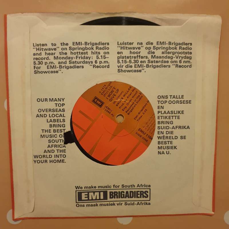 Bruce Millar  I Won't Give Up / Any Dream Will Do - Vinyl 7" Record - Very-Good+ Quality (VG+)