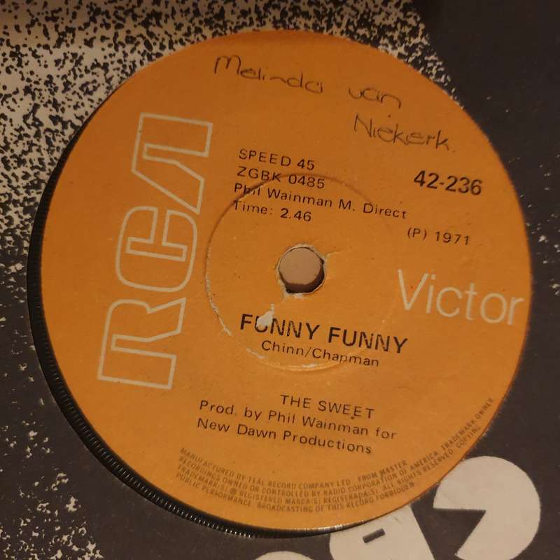 The Sweet  Funny Funny - Vinyl 7" Record - Good Quality (G)