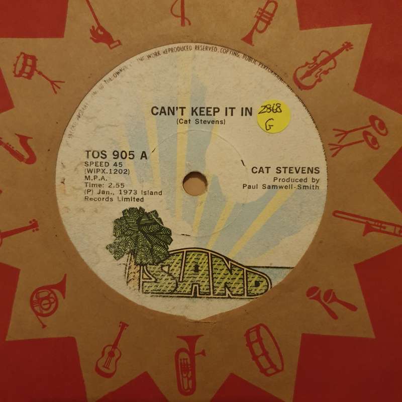 Cat Stevens  Can't Keep It In - Vinyl 7" Record - Good Quality (G)