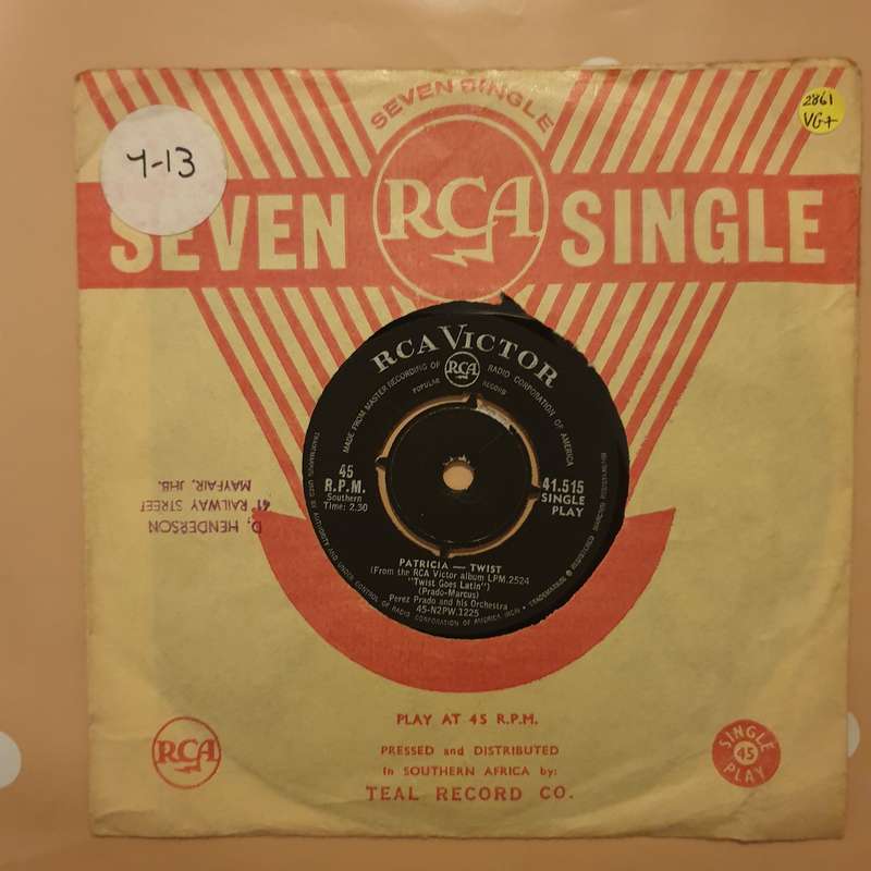 Perez Prado  Patricia Twist -  Vinyl 7" Record - Very-Good+ Quality (VG+)