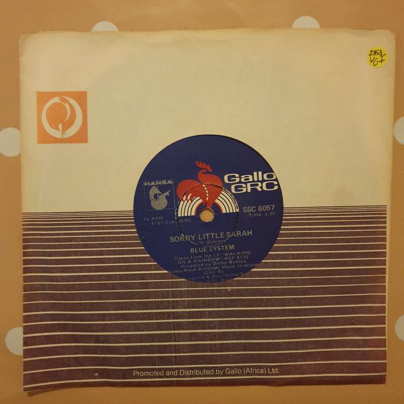 Blue System  Sorry Little Sarah -  Vinyl 7" Record - Very-Good+ Quality (VG+)