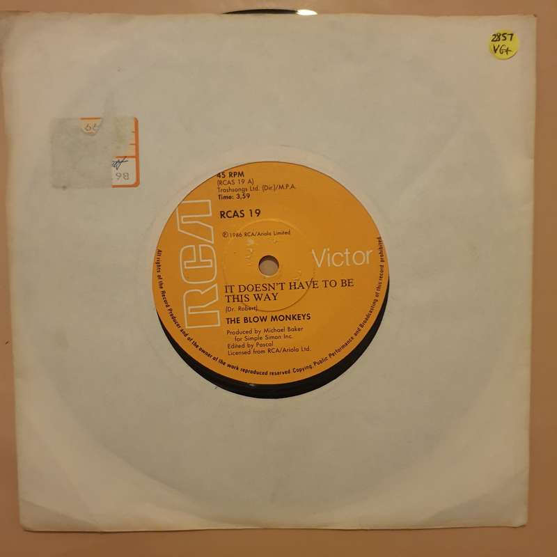 The Blow Monkeys  It Doesn't Have To Be This Way -  Vinyl 7" Record - Very-Good+ Quality (VG+)