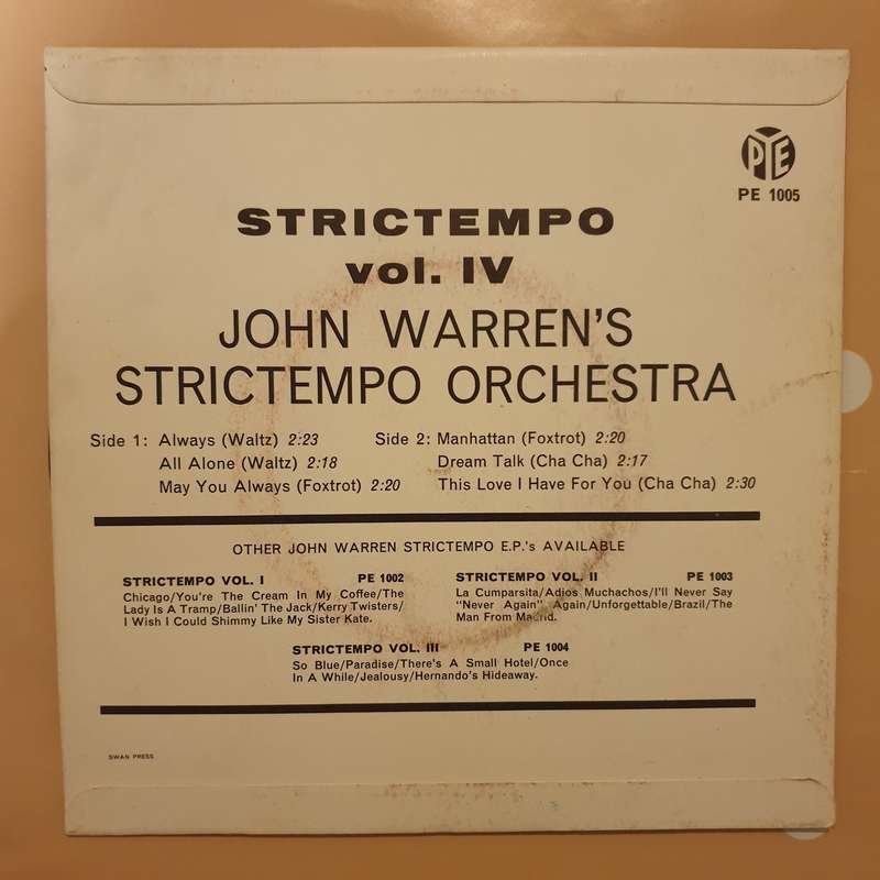 John Warren's Strictempo Orchestra  Strictempo Vol. 4 - Vinyl 7" Record - Very-Good+ Qualit...