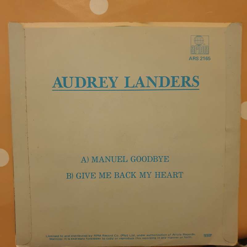 Audrey Landers - Manuel Goodbye - Vinyl 7" Record - Very-Good+ Quality (VG+)