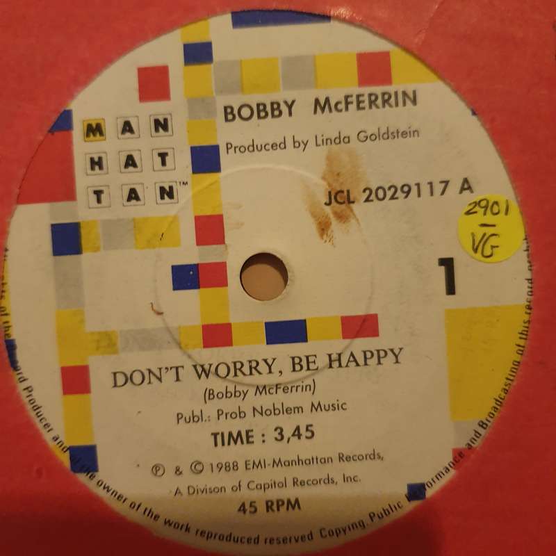 Bobby McFerrin  Don't Worry - Be Happy!/Simple Pleasures  - Vinyl 7" Record - Very-Good- Qu...